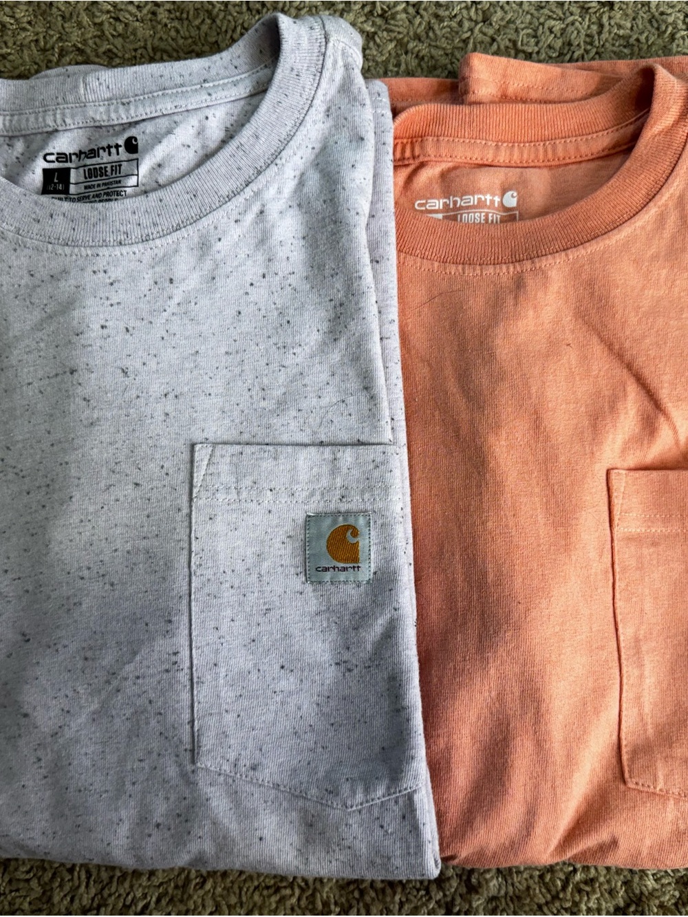 Carhartt Loose Fit Pocket Tee - Heather Gray Speckled & Peach